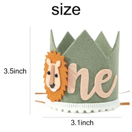 FYHJNC Baby First Birthday Crown, Jungle Wild One Hat 1st Birthday Hat Boy Lion Party Decorations, Suitable For Children'S Birthday Parties, Carnivals, Leaving Precious Memories For Children