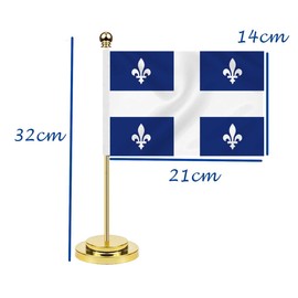 Quebec Desk Flag,12 inch Tall Small Quebec Indoor Banner,Tiny Printing Decor For Office Home Table