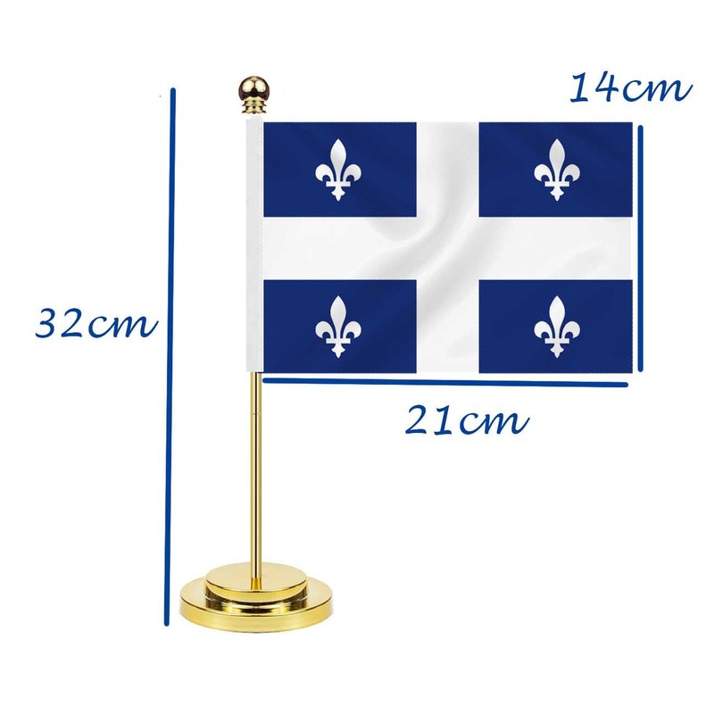 Quebec Desk Flag,12 inch Tall Small Quebec Indoor Banner,Tiny Printing