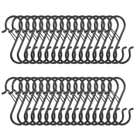 HARFINGTON 50pcs S Hooks 3.5" Metal Hanging S Shaped Hook Small S Hanger Closet Rod Hooks for Hanging Kitchen Utensils Cups Plants Jewelry Jeans Clothes Towels Tools, Black