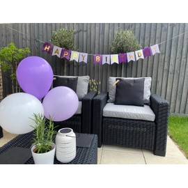 Happy Birthday Banner Bunting Purple Mix with Shimmering Gold Foil Letters Girls Women Party Decorations