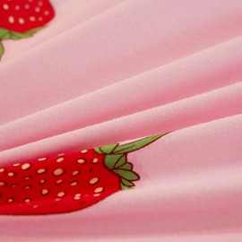 Loussiesd Strawberry Pillowcase Cute Cartoon Strawberry Printed 2 Pillow Shams Standard Pink Pillow Cases Kawaii Strawberry Fruits Warm Sweet Theme Microfiber Soft Pillow Cover, 20x 30Inch