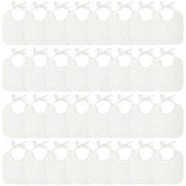 Panitay 40 Pack Solid White Feeder Bibs Cotton Baby Bibs for Feeding DIY Baby Bibs Baby Shower Games Gender Reveal Party