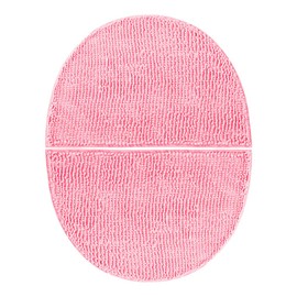 CHENSHUO Semi Circle Bathroom Floor Rug, Chenille Bathroom Rug Mat, Ultra Water Absorbent Fast Dry Bath Mats, Non Slip Bath Rugs,23x15 Inches, 2 Pack,Pink