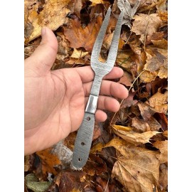 Aj Sanity Knives Custom Made Damascus Steel Fork Collectible Blank Fork