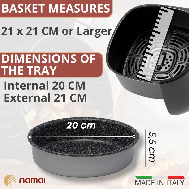 NAMAI - Air Fryer Liners Round 20 CM, Non-Stick Aluminium,