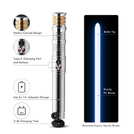 CVCBSER Smooth Swing Light Saber, Motion Control 12 Sound Fonts and 16 RGB Infinite Color Changing, Premium Metal Hilt Lightsaber for Adults Gift