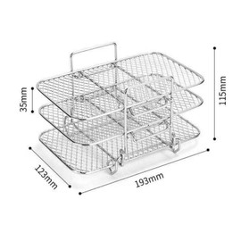 FlyNautics Air Fryer Rack,3 Layer Fryer Grill Rack Square 7.6"x4.8" Stackable Stainless Steel Toast Rack for Baking Cooking Silver