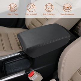 INTGET Car Console Cover for 2020 2021 2022 Honda CRV Accessories 2017 2018 2019 Leather Armrest Cover Arm Rest Box Lid Seat Protector for 2021 Honda CR-V Center Console Cover (Black Leather)