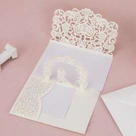 lasuroa Wedding Card for Bride and Groom, 3D Pop-Up Wedding Congratulations Card Money Holder with Envelope Pages for Cash Newlyweds Bridal Shower Engagement Greeting Gifts and Supplies
