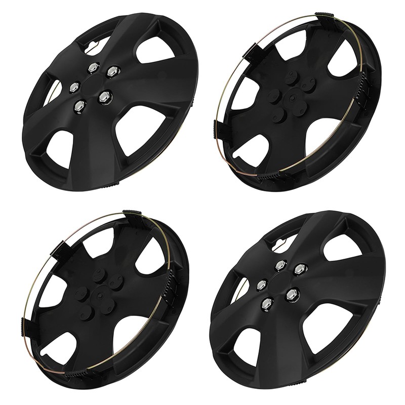 SCITOO 15" Black Hubcaps Set of 4, fits Cars, Trucks,