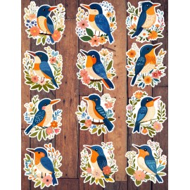 Handmade Floral Hummingbird Vinyl Die Cut Stickers Set Scrapbooking Laptop Waterbottle