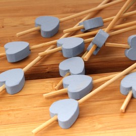 BambooMN - Decorative Blue Heart Bamboo Food & Drink Picks Skewers - 4.7" (12cm) - 100pcs