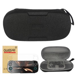 AZURAOKEY Compatible with Retroids Pocket 5 Accessories, 2 in 1 Set Portable Shockproof Hard Carrying Case Travel Storage Bag with Tempered Film