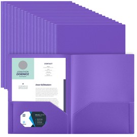 Gueevin 100 Pcs Two Pocket Folders Bulk Plastic File Folder with 2 Pockets Letter Size Paper Heavy Duty Durable Portfolios Case for Home Office School Business 11.61 x 9.45 Inch (Purple)