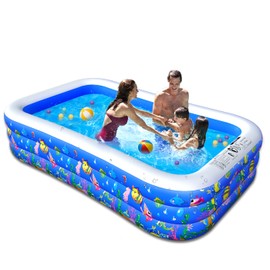 Inflatable Swimming Pool, 102" x 57" x 21" Kiddie Pools, Family Lounge Pools Thickened Above Ground Family Pool for Summer Water Party, Backyard, Garden Lawn, Blue