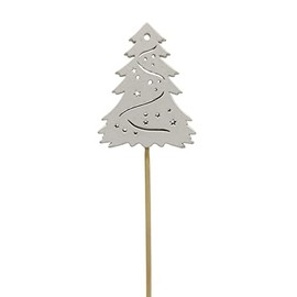 DARO DEKO Wooden Flower Stakes, Christmas Tree Stakes, 36 cm Decorative Stakes, White 1 Set - 12 Pieces
