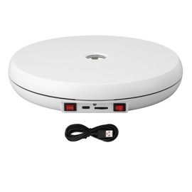 Rotating Display Stand 10 Inch 55lbs Load 360 Degree Electric Turntable Display Stand with Light for Jewelry Watch White