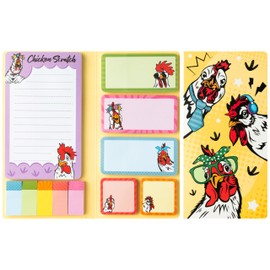Jsoreggee Sticky Notes Set,Cute Pattern Dotted Line Sticky Notes Set Inspirational Self-Adhesive Memo Pad Notebooks Creatives Teacher Appreciation Gifts for Office School Classroom（Funny Chicken