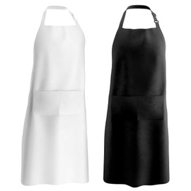 lepni.me 2 Pack Chefs Aprons | Cooking Baking Grilling for Home Restaurant | Premium Kitchen Gifts with Double Pocket Adjustable Bib for Men Women