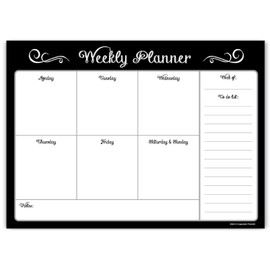 Weekly Planning Pad, To Do List, Daily Planner Notepad, List Task, 50 Sheets 10 x 7.5 inches (Black and White)