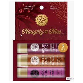 Holiday Lip Balm Set: All-Natural Shea Butter, Beeswax, Coconut Oil, & Vitamin E Infused Lip Care (3 Pack, Naughty or Nice)