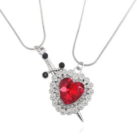 Disengor Heart and Sword Couple necklace - Knight and Princess Necklace - Romantic Matching Jewelry Christmas Valentine New Year's Day Birthday Gift for Women Men