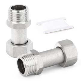 ERGAOBOY 2Pcs 57MM Length 304 Stainless Steel Flexible Movable Connector, 1/2" BSP Female and Male for Sprayer, Angled Valve, Shower Arm