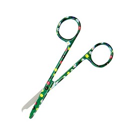 Cynamed Suture Stitch Scissors 4.5" with Crescent Delicate Hook- Perfect for Suture Removal, First Aid, EMS Training and More Premium Quality Instrument- Stainless Steel (Flower, Green)