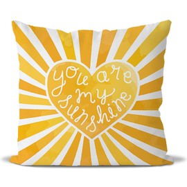 Yellow Bedroom Decor Sun Sunshine You Are My Sunshine Summer Throw Pillow Covers,Sun Kids Teens Girls Room Classroom Decor Heart Cloud Lumber Decorative Pillow Case,18x18 Inch Behemian Pillowcase
