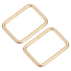 uxcell 8Pcs Metal Rectangle Ring, 1 1/2 x 1 Inch Metal Rectangular Buckle Webbing Strap Fastener for Bag Belt DIY Accessories, Gold Tone