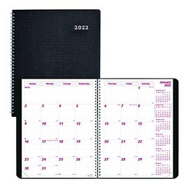 Brownline 2022 DuraFlex Monthly Planner, 14 Months, December 2021 to January 2023, Twin-Wire Binding, 11" x 8.5", Black (CB1262V.BLK-22)