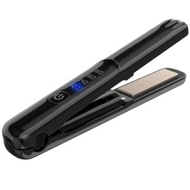 Cordless Hair Straightener and Curler, 2 in 1 Portable Straightening Mini Hair Styler for Travel 20s Fast Heating,USB-C Rechargeable,Lightweight On-The-Go, Gift for Women