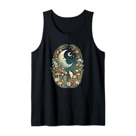 Aesthetic Goblincore and dark Cottagecore Mushroom Moon Bird Tank Top