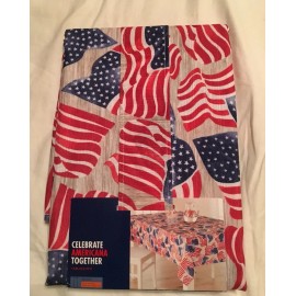 Celebrate Americana Tablecloth; Patriotic USA Flag Fabric,  60x102 Oblong