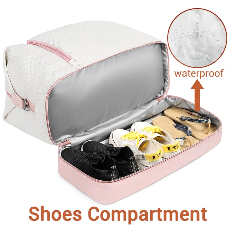 Travel Weekender Bag for Women, Overnight Bag with Shoe Compartment