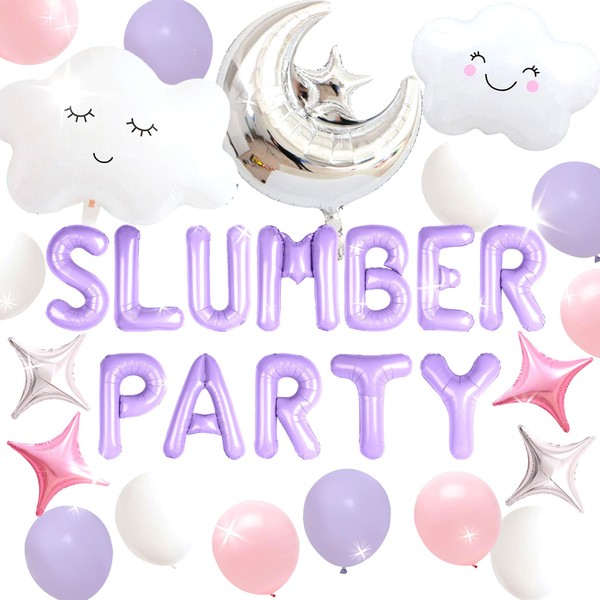 Slumber Party Decorations Purple Sleepover Party Supplies for Girls Moon