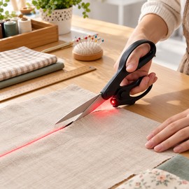 Laser Guided Scissors for Crafts and Sewing – Straight Cutting Guide for Gift Wrapping, Fabric and Home Projects