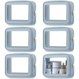 Cosmetic Bag Organizer Travel, Compact Lightweight Accessory for Travel and Daily Use - Abbylike 6 Clear Makeup Nylon