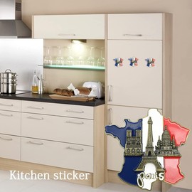 Multicolor Fridge Magnets Sticker - France Map Fridge Sticker | 3D Resin Magnets for Fridge, Decorative Fridge Magnets Cathedral Notre Dame de Paris France Eiffel Tower Set Home Accessories,Magnets