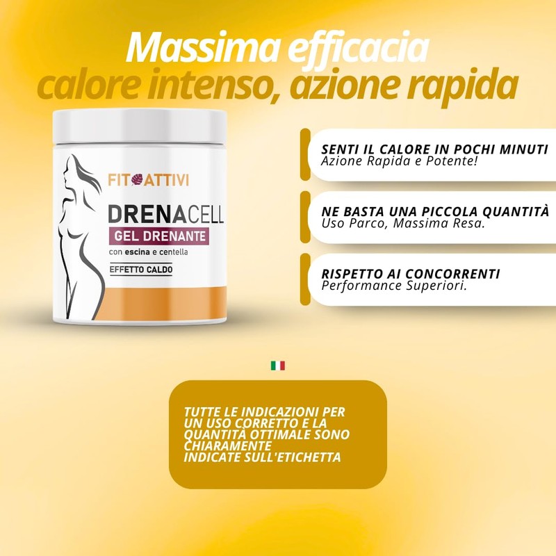 Crema Anticellulite Forte 550ml Crema Drenante Gambe, Fianchi, Addome Effetto