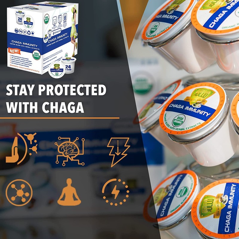 SOLLO Chaga Mushroom Coffee Pods, Infused, Compatible With 2.0 K-Cup