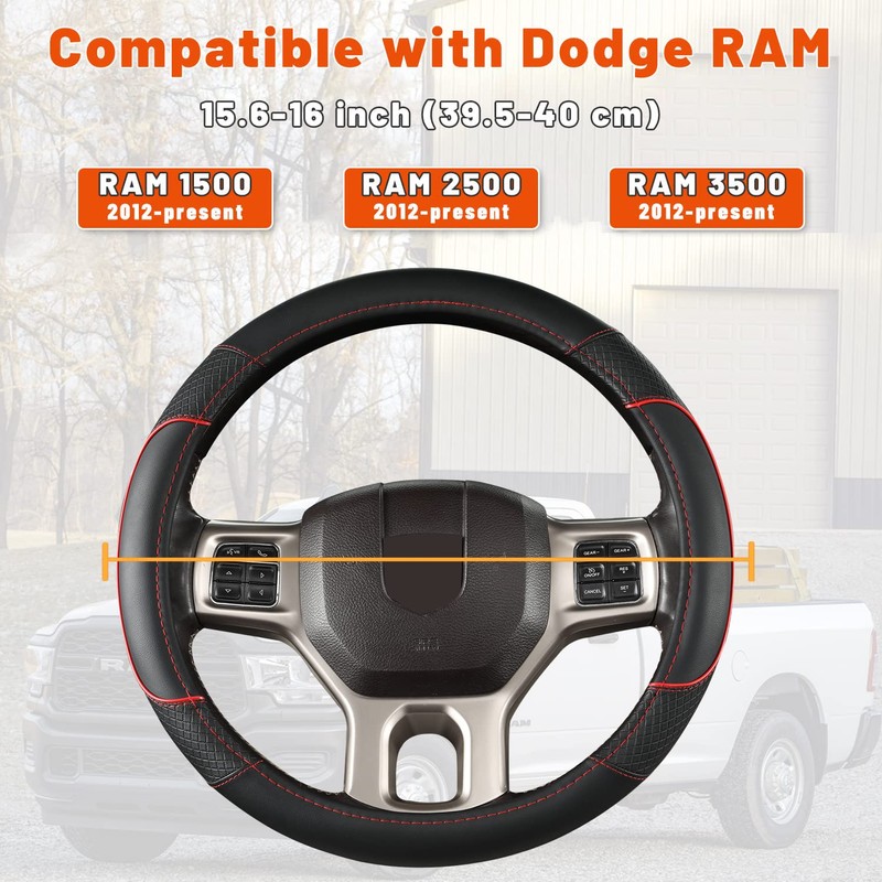GIANT PANDA Car Steering Wheel Cover for Dodge Ram 1500