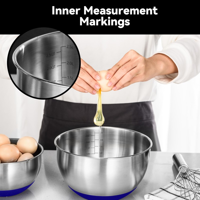 KITEISCAT Stainless Steel Mixing Bowls with Lids – Set of