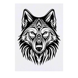 'Tribal Wolf' Temporary Tattoo - Water Resistant, Skin-Safe, Non-Toxic Transfer (TO00073211)