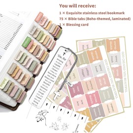 KEZIAHXU Metal Bible Bookmark & Laminated Bible Tabs – Christian Study Tools for Easy Scripture Navigation – Great for Baptism, First Communion, Back to School & Graduation Gifts
