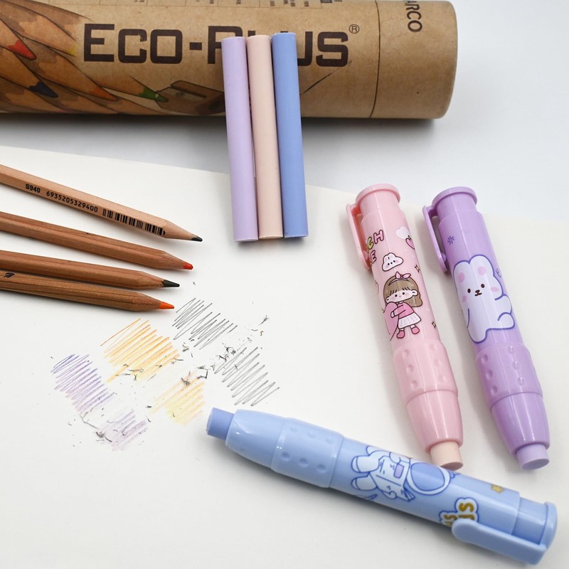 Retractable Pencil Erasers, Pen-Style Erasers, Cute Erasers for Pencils with