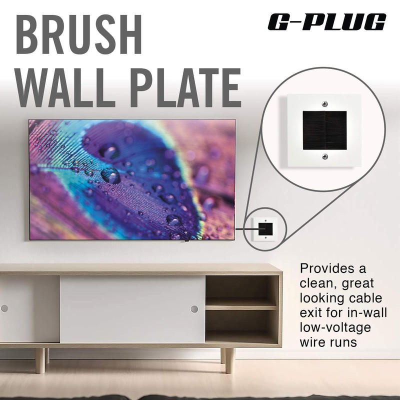 G-PLUG Cable Pass Through Wall Plate Faceplate with Brush –