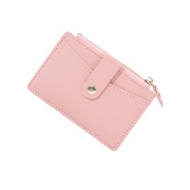 AfitLulu Credit Card Holder Wallet Ladies Purse with 4 Card Slots and Zipper Coin Pocket, Women Wallets Small Coin Purse Slim Card Wallet for Credit Cards, Business Cards, Coin (Pink)