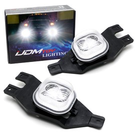 iJDMTOY Clear Lens High Power Full 2x2 LED Fog Light Kit Compatible with Ford 1999-2004 F250, 2001-2004 F350 F450 & Excursion, 40W LED Fog Lamp Assemblies, Foglight Bezels, Relay Wiring On/Off Switch